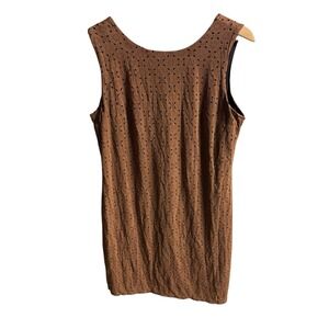Maurices Womens Dress Suede Eyelet Small‎ Brown Tan Sleeveless Lined Keyhole